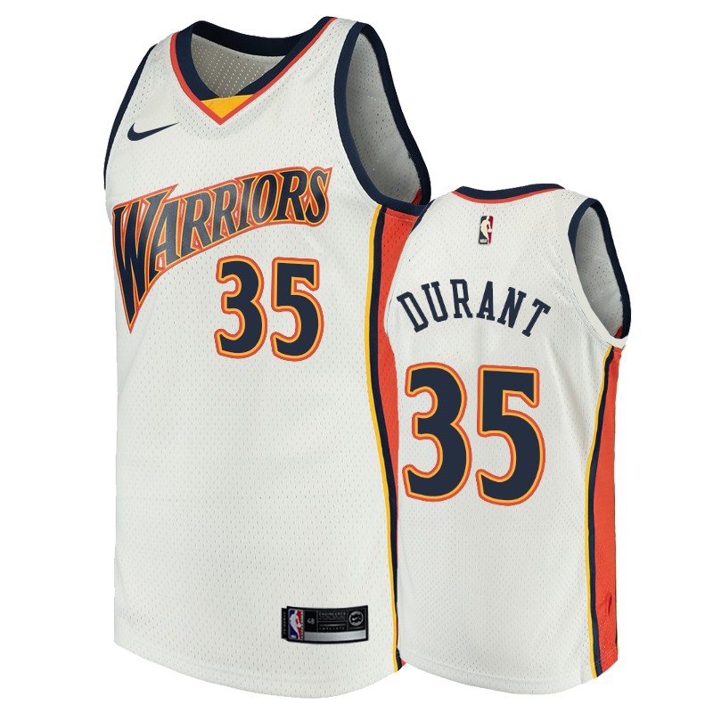 Golden State Warriors #35 Kevin Durant White Throwback Men's Jersey