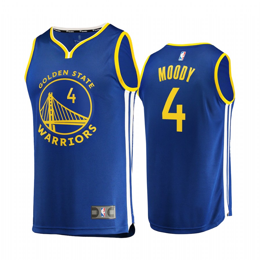 Golden State Warriors #4 Moses Moody Jersey Draft 1st Round Pick No.2 Royal