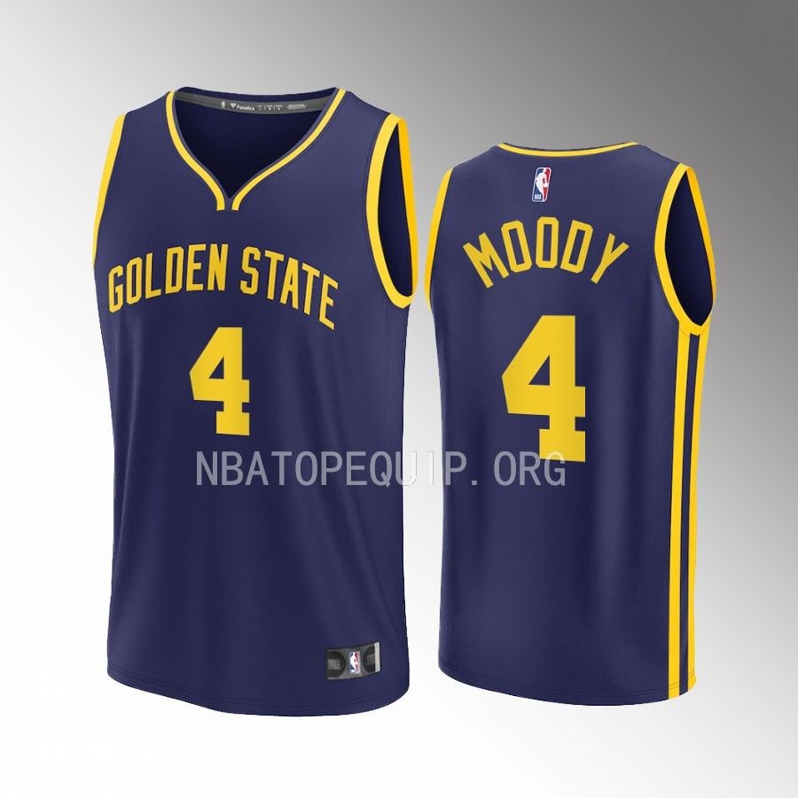 Golden State Warriors #4 Moses Moody Statement Edition Jersey Fast Break Navy
