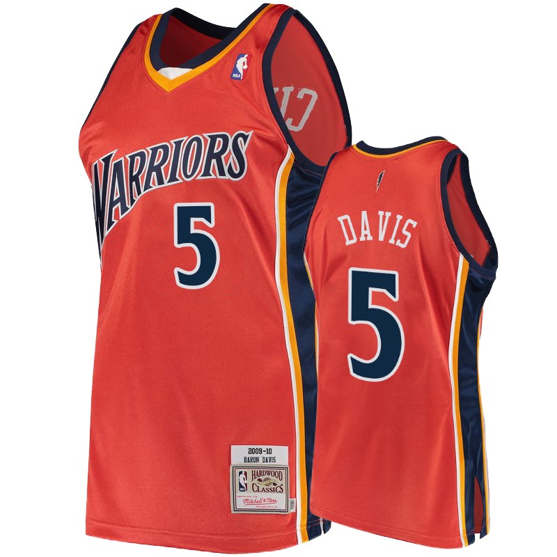 Golden State Warriors #5 Baron Davis Orange 2009-10 Hardwood Classics Jersey