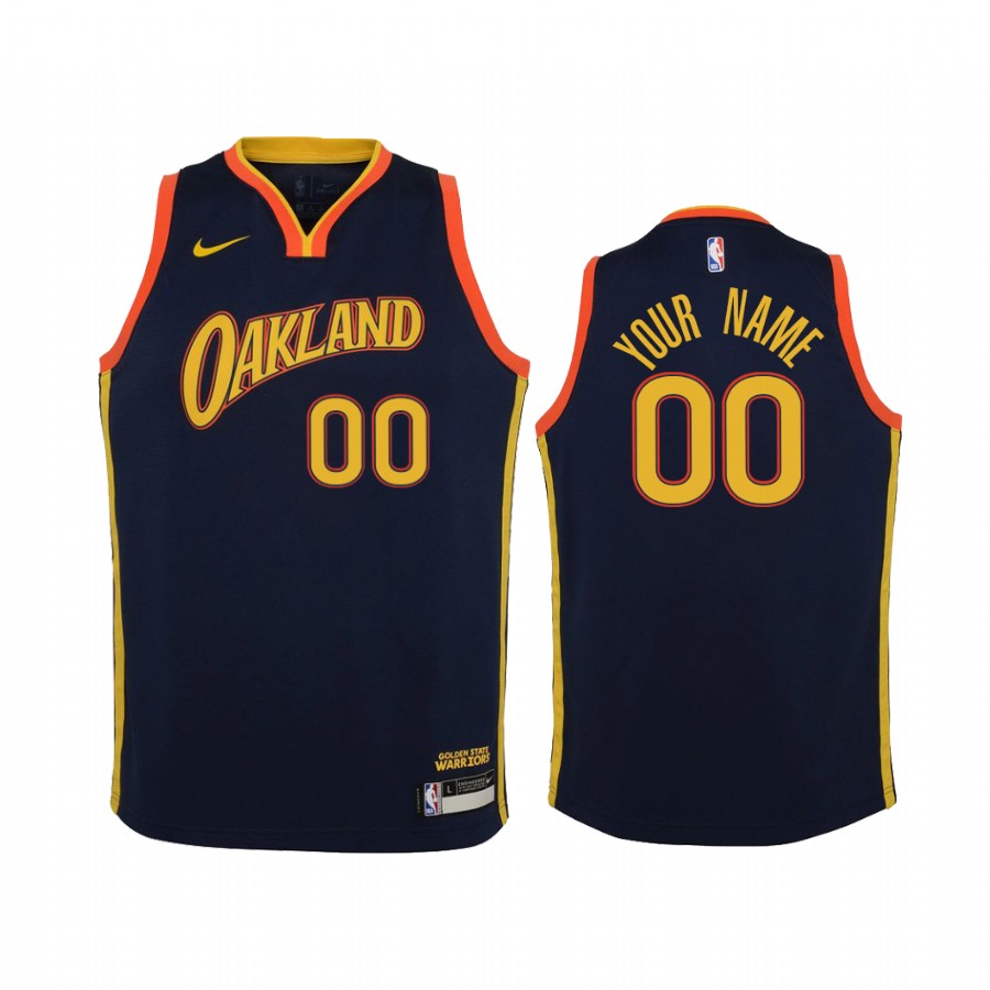 Golden State Warriors Custom City Navy Youth Jersey #00