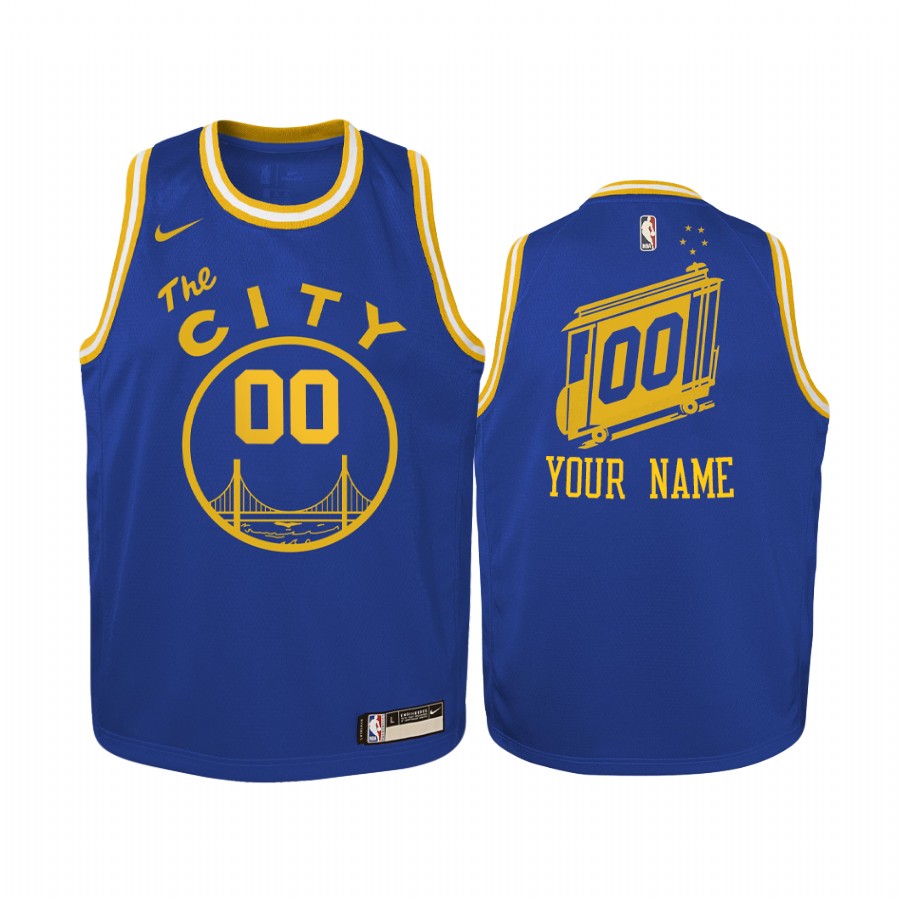 Golden State Warriors Custom Hardwood Classics Blue Youth Jersey #00