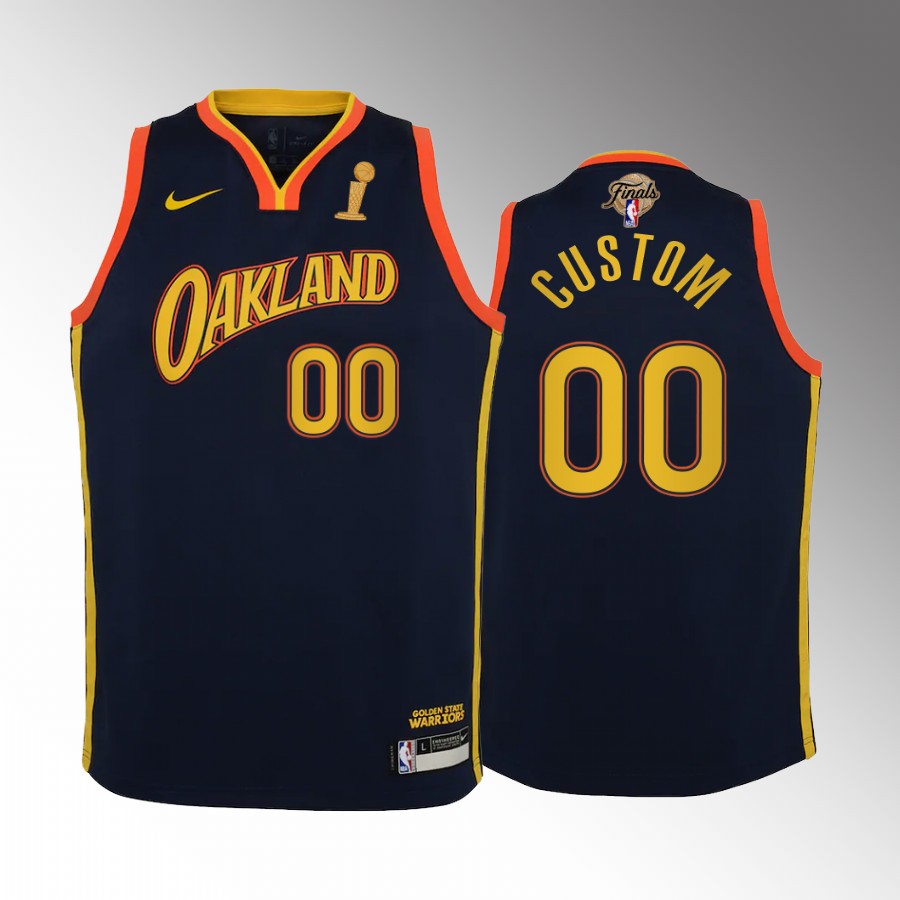 Golden State Warriors Custom Finals Champions Navy Youth Jersey City #00