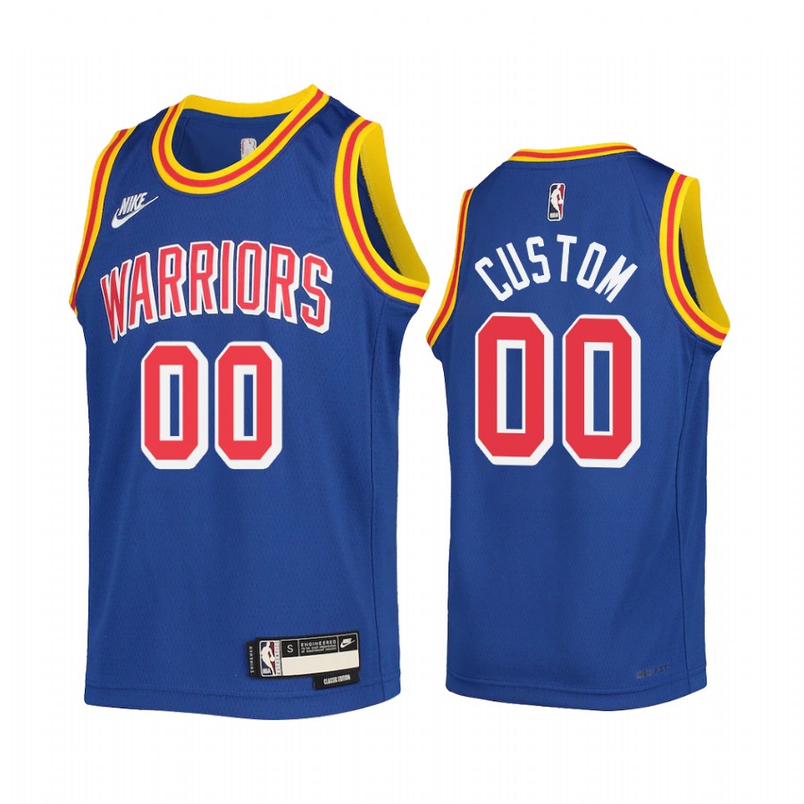 Golden State Warriors Custom Classic Edition Royal Youth Jersey 75TH #00