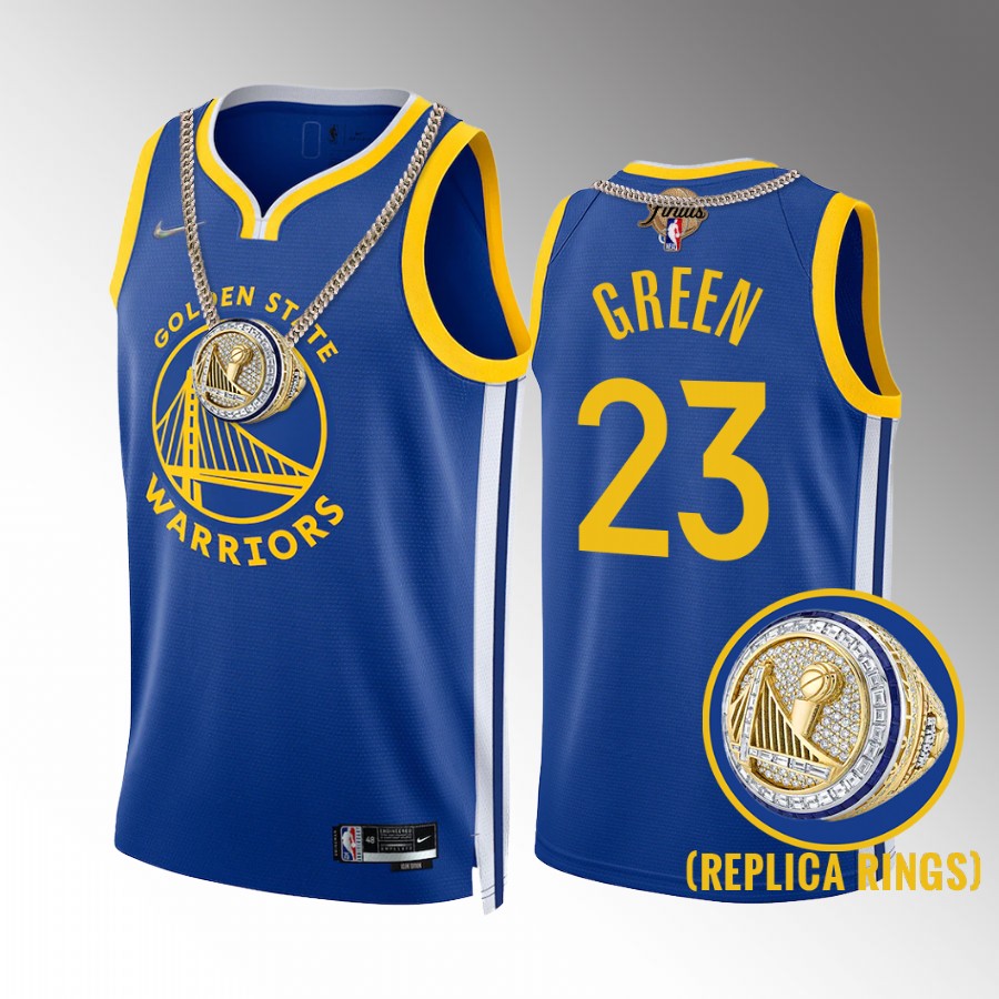 Golden State Warriors Draymond Green Champions Jersey Royal #23 Ring