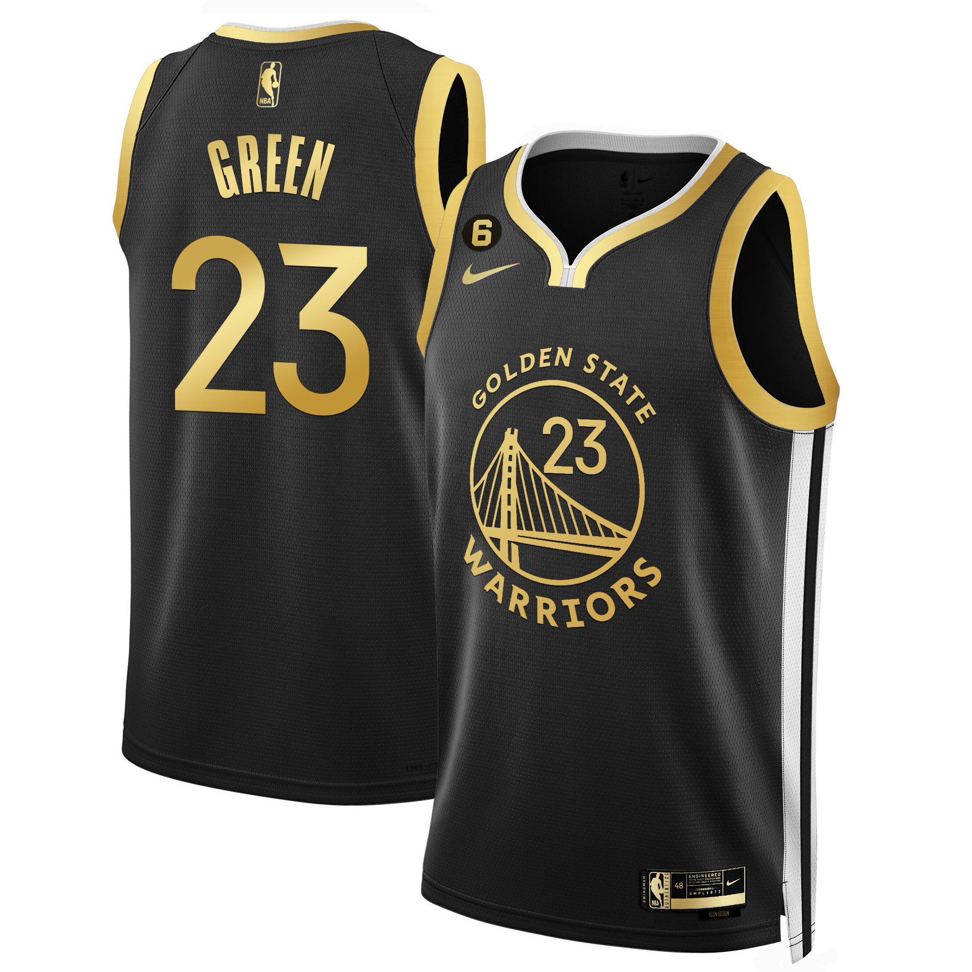 Golden State Warriors Icon Black Gold Draymond Green Jersey - All Stitched