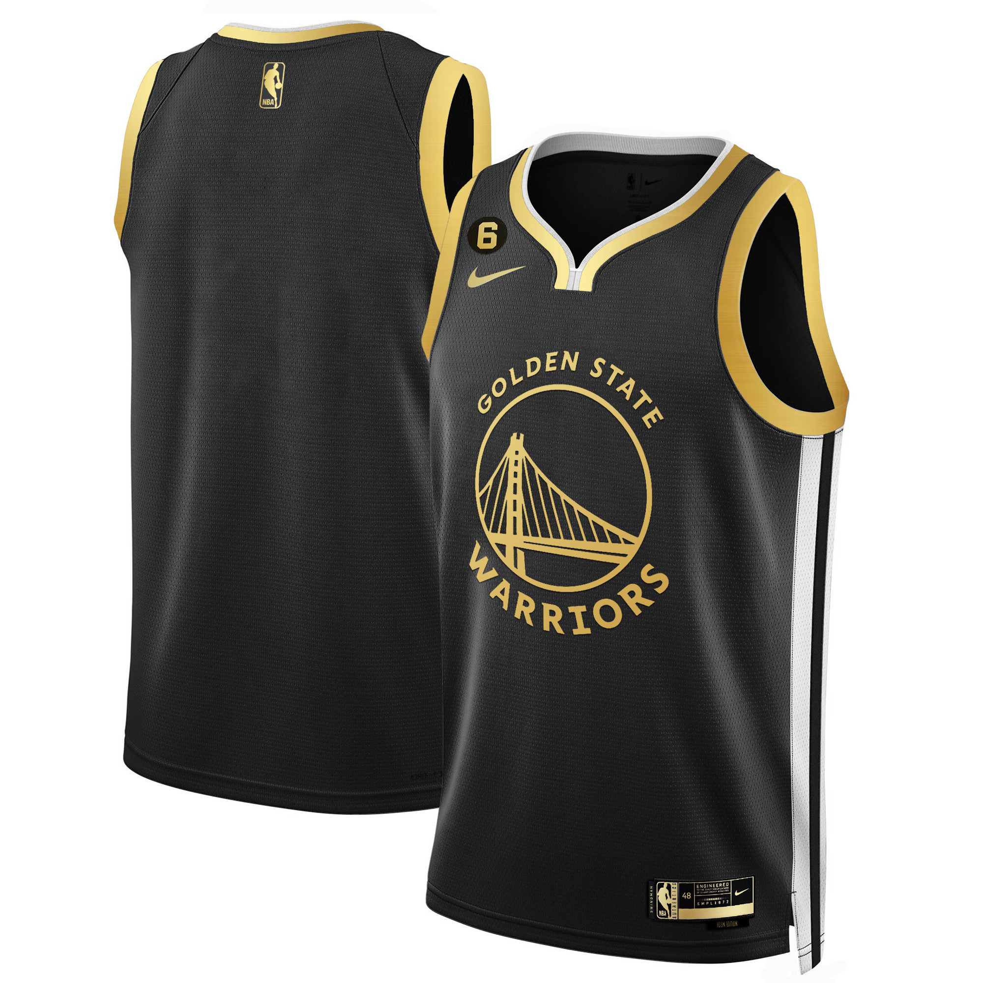 Golden State Warriors Icon Black Gold Jersey - All Stitched