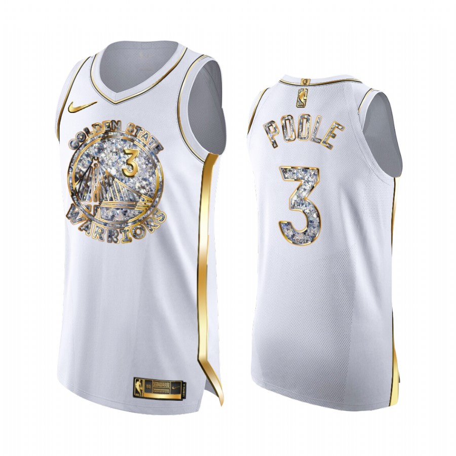 Golden State Warriors Jordan Poole White Golden Diamond Edition Jersey Playoffs #3