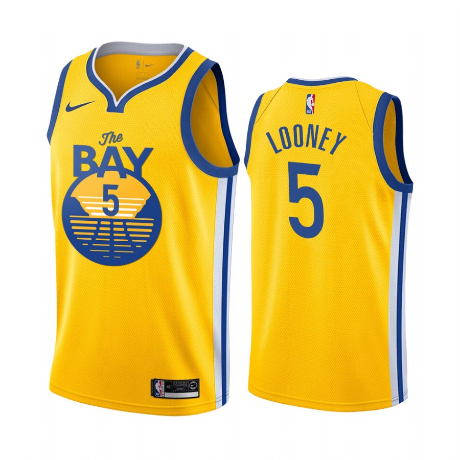 Golden State Warriors Kevon Looney Yellow City New Uniform Jersey