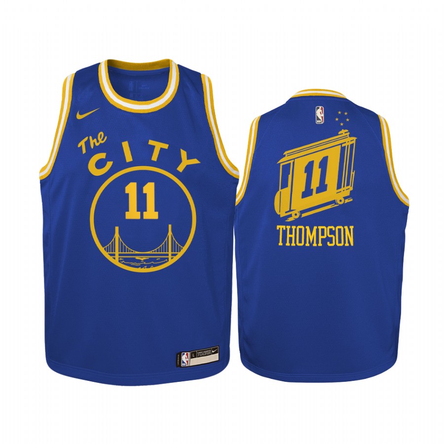 Golden State Warriors Klay Thompson Hardwood Classics Blue Youth Jersey #11