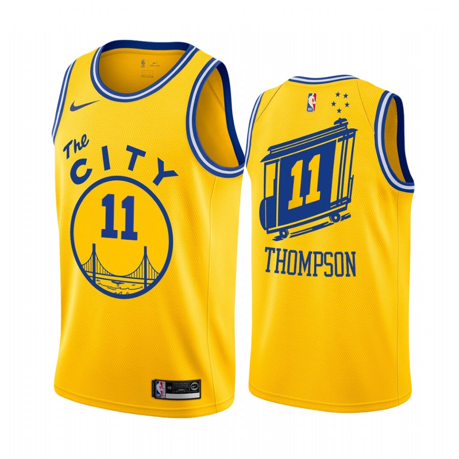 Golden State Warriors Klay Thompson Gold Hardwood Classics Jersey