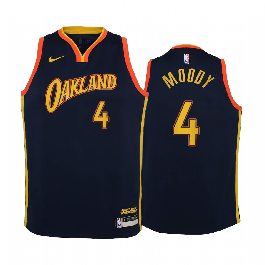 Golden State Warriors Moses Moody City Edition Navy Youth Jersey Draft #4