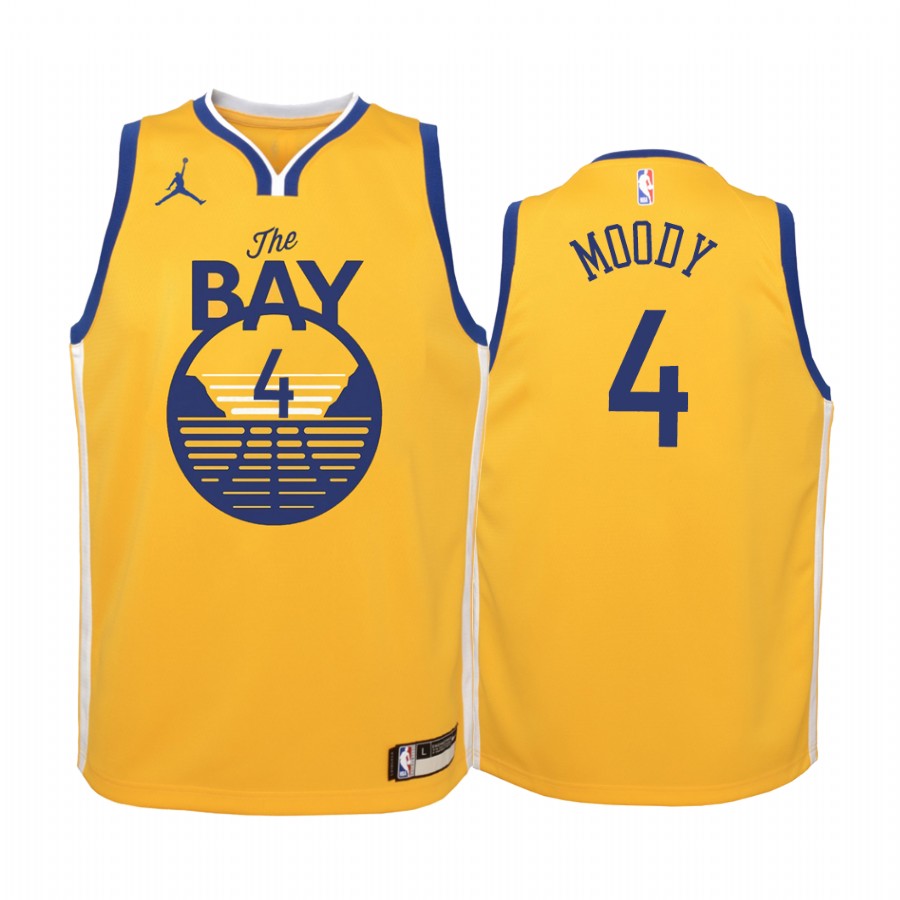 Golden State Warriors Moses Moody Statement Edition Gold Youth Jersey Draft #4