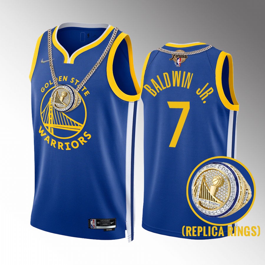 Golden State Warriors Patrick Baldwin Jr. Champions Jersey Royal #7 Ring