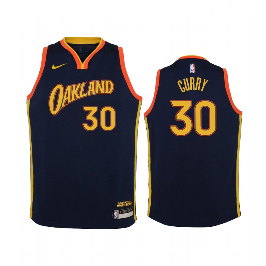 Golden State Warriors Stephen Curry City Navy Youth Jersey #30