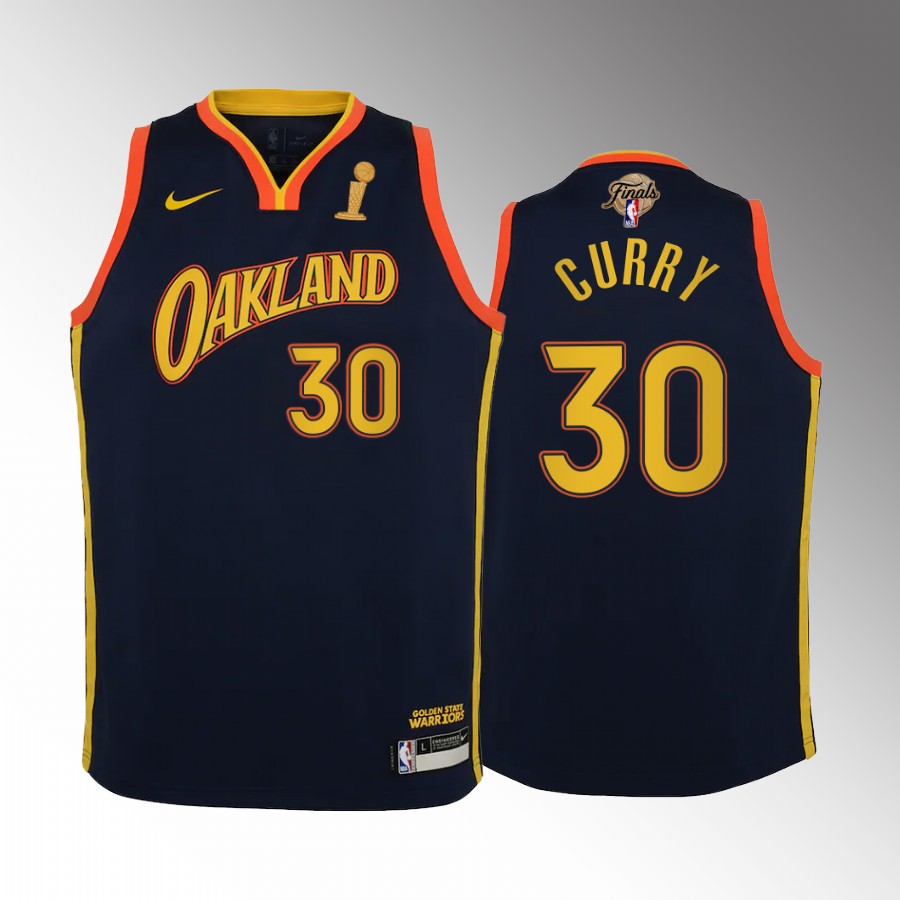 Golden State Warriors Stephen Curry Finals Champions Navy Youth Jersey City #30