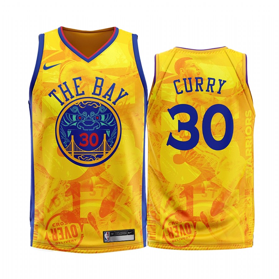Golden State Warriors Stephen Curry #30 Yellow Fashion Edition Jersey