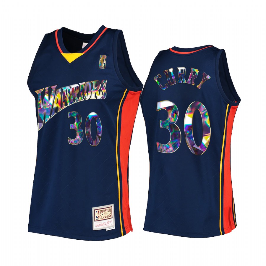 Golden State Warriors Stephen Curry 75th Anniversary Diamond #30 Navy Hardwood Classics Jersey