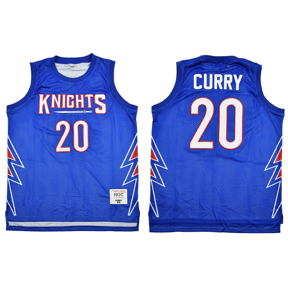 Golden State Warriors Stephen Curry Blue Alternate Knights High School Jersey
