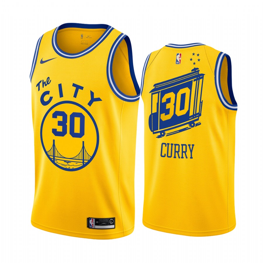 Golden State Warriors Stephen Curry Gold Hardwood Classics Jersey