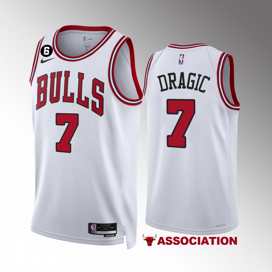 Goran Dragic Chicago Bulls #7 White Jersey Association Edition NO.6 Patch