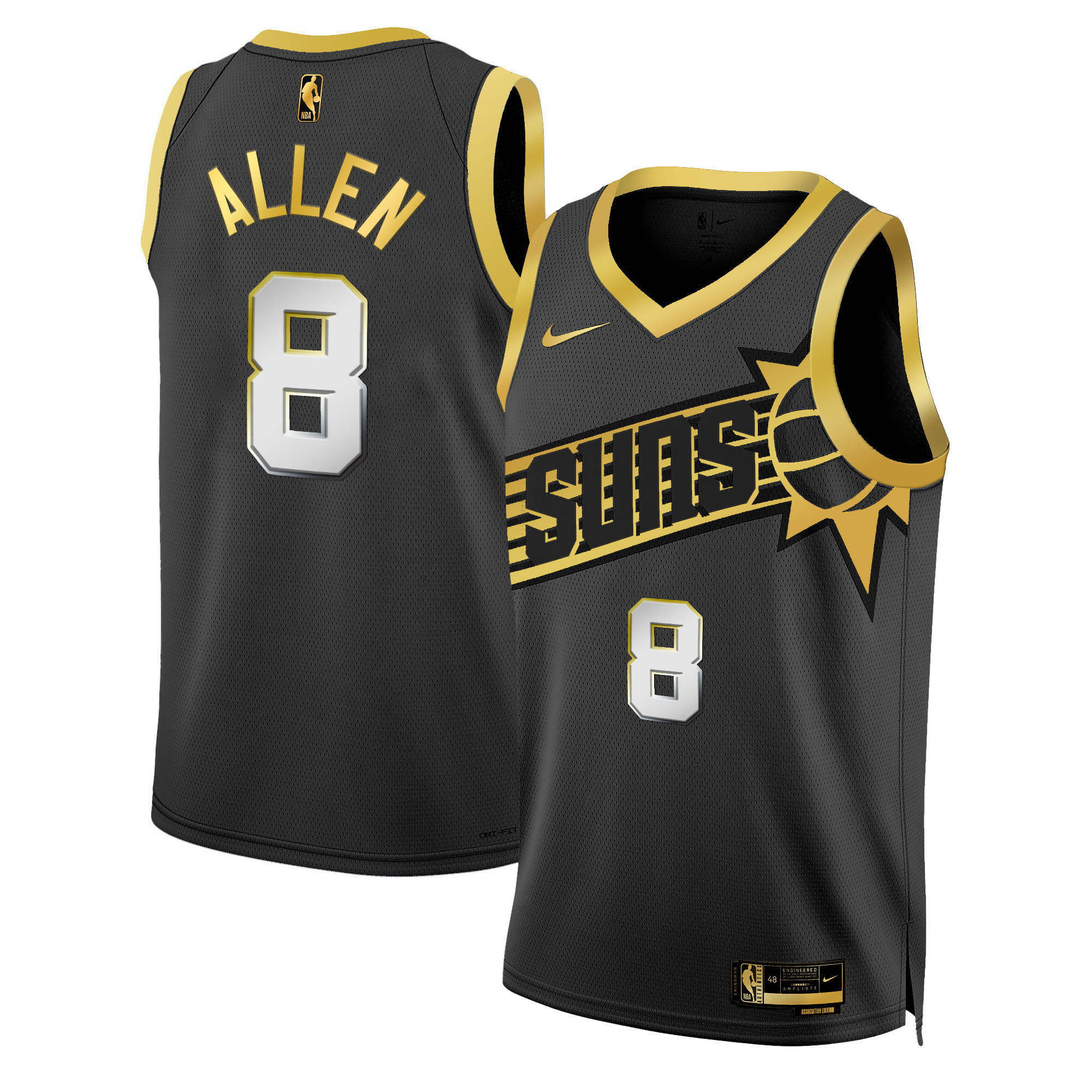 Grayson Allen Men's Phoenix Suns Swingman Black Gold Jersey - All Stitched