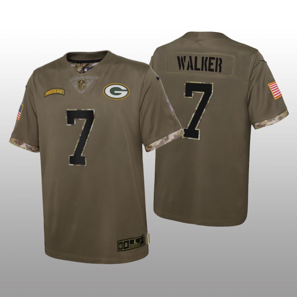 Green Bay Packers Quay Walker Olive Limited Jersey Salute To Service - Youth