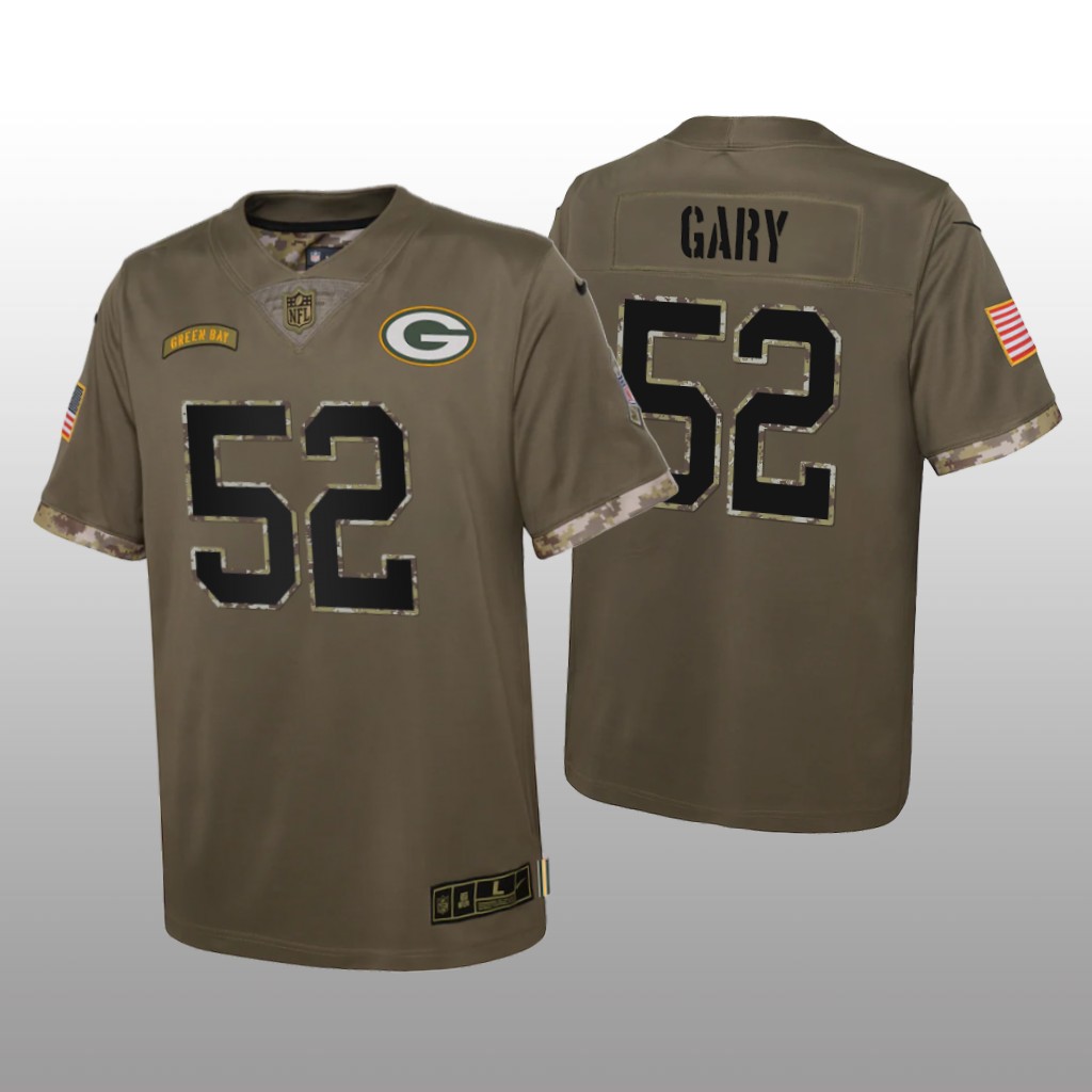 Green Bay Packers Rashan Gary Olive Limited Jersey Salute To Service - Youth