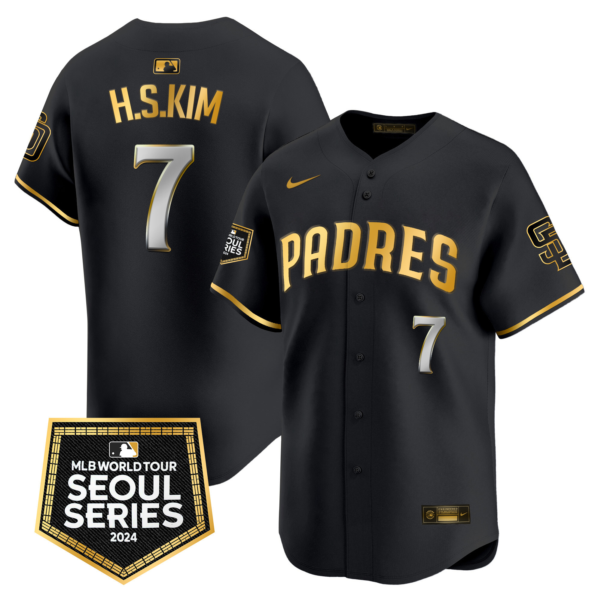 Ha-Seong Kim Men's San Diego Padres World Tour Seoul Series Patch Vapor Premier Limited Black Gold Jersey