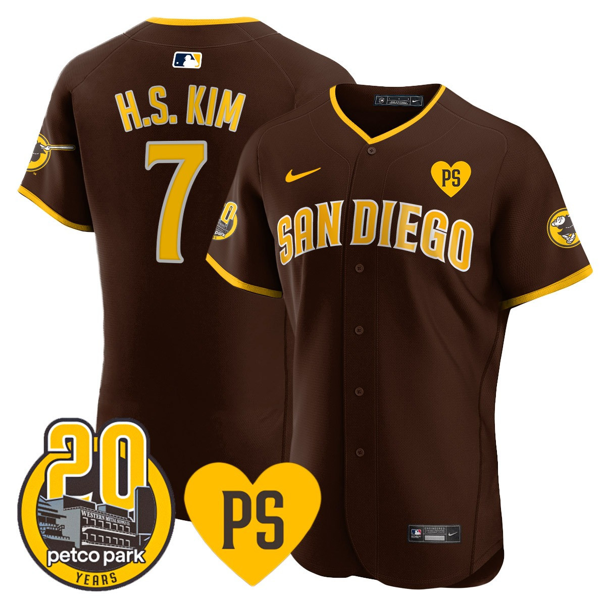 Ha-Seong Kim Men's San Diego Padres "For Peter" & Petco Park 20th Patch Vapor Premier Elite Brown Jersey