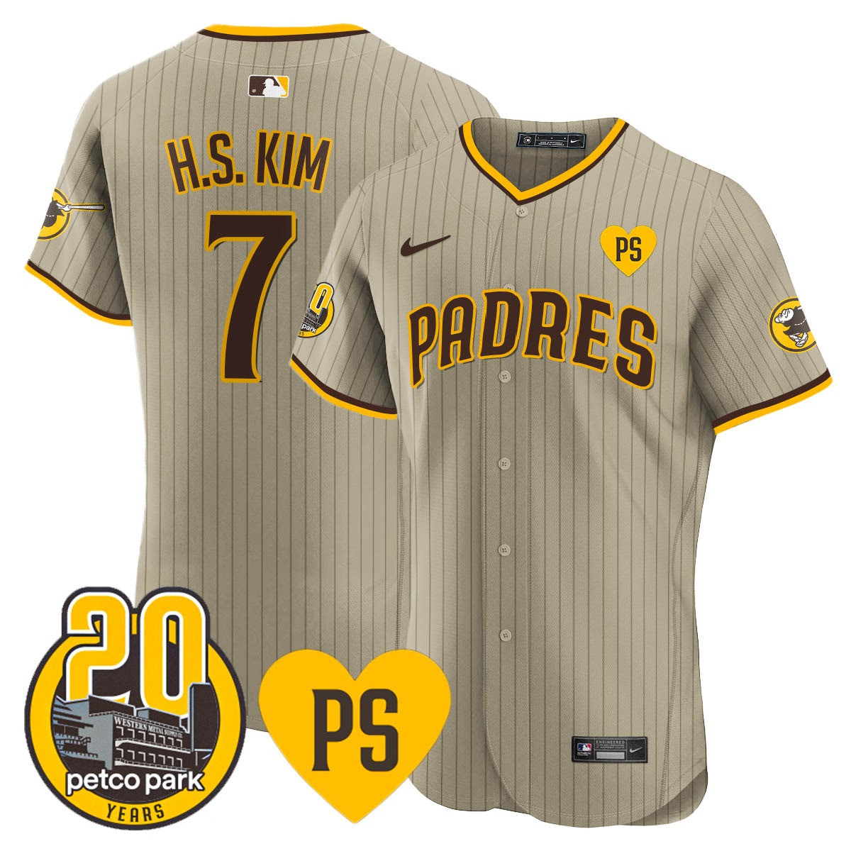 Ha-Seong Kim Men's San Diego Padres "For Peter" & Petco Park 20th Patch Vapor Premier Elite Tan Jersey