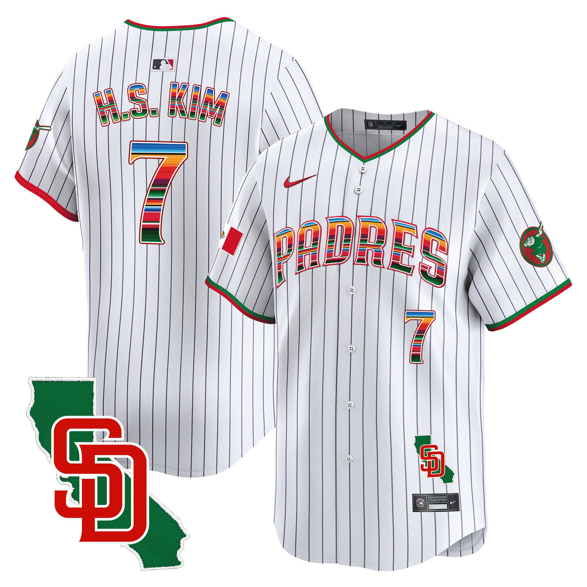 Ha-Seong Kim Men's San Diego Padres Mexico California Patch Vapor Premier Limited Pinstripe Jersey