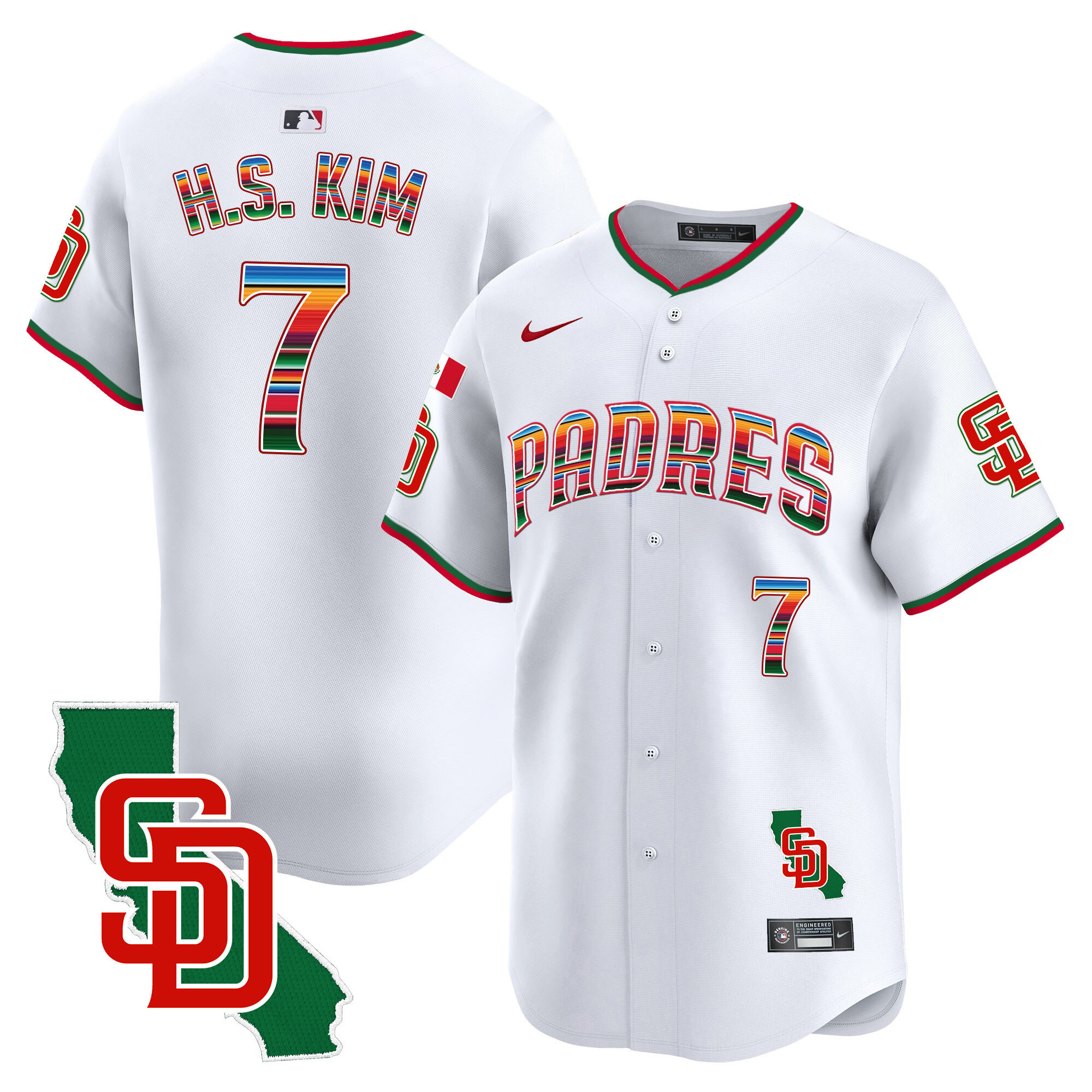 Ha-Seong Kim Men's San Diego Padres Mexico California Patch Vapor Premier Limited V3 White Jersey
