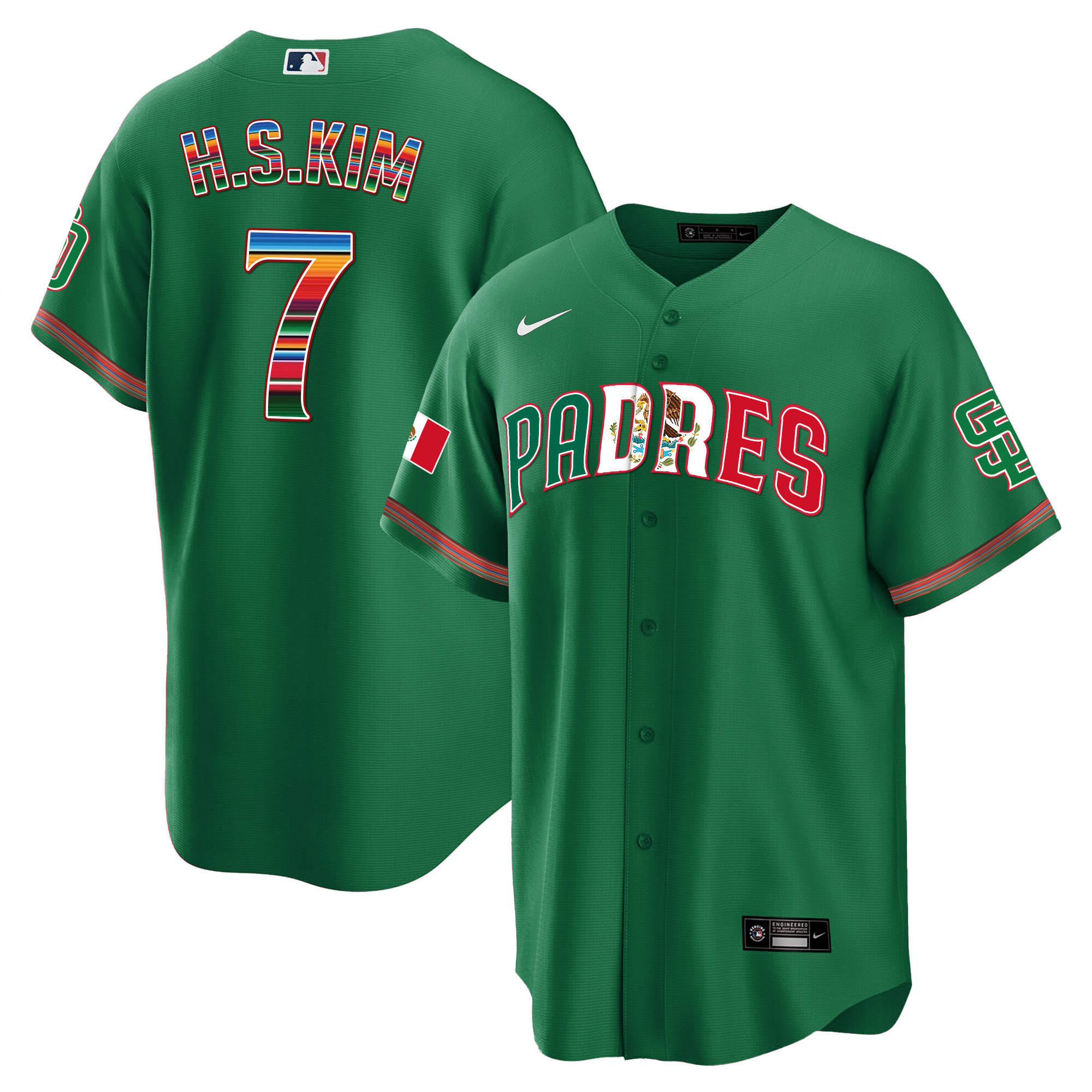 Ha-Seong Kim Men's San Diego Padres Mexico Cool Base Limited V2 Green Jersey