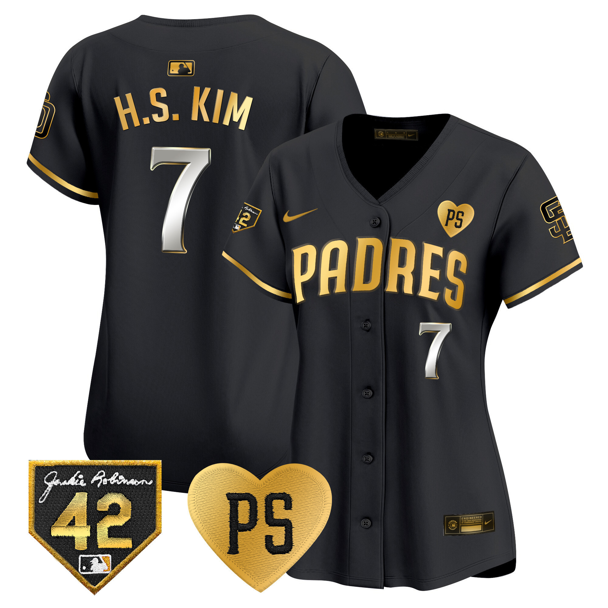 Ha-Seong Kim Women's San Diego Padres "For Peter" & Robinson Patch Vapor Premier Limited Black Gold Jersey