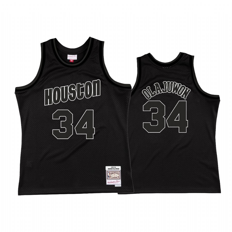 Hakeem Olajuwon 34 Houston Rockets 75 Team Black Jersey Throwback 1993