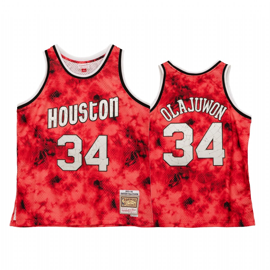 Hakeem Olajuwon #34 Houston Rockets Galaxy Jersey Red