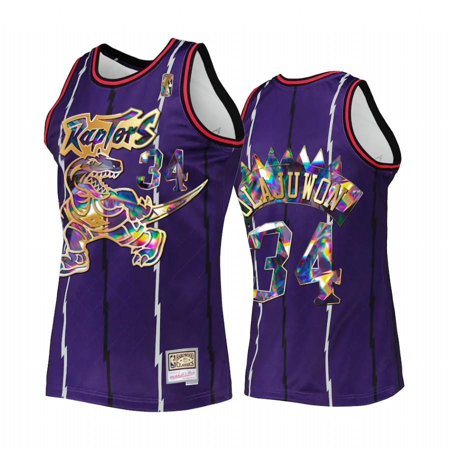 Hakeem Olajuwon #34 Toronto Raptors 75th Diamond Badge Purple Throwback Jersey