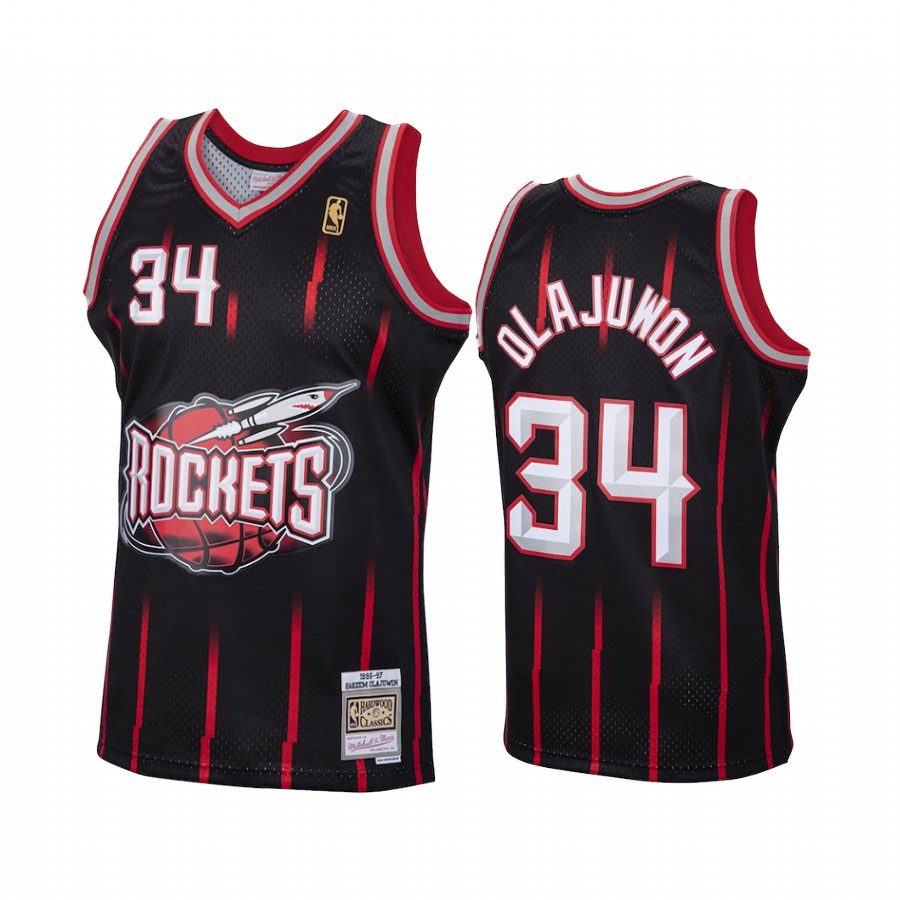 Hakeem Olajuwon Houston Rockets Black Jersey Reload Hardwood Classics
