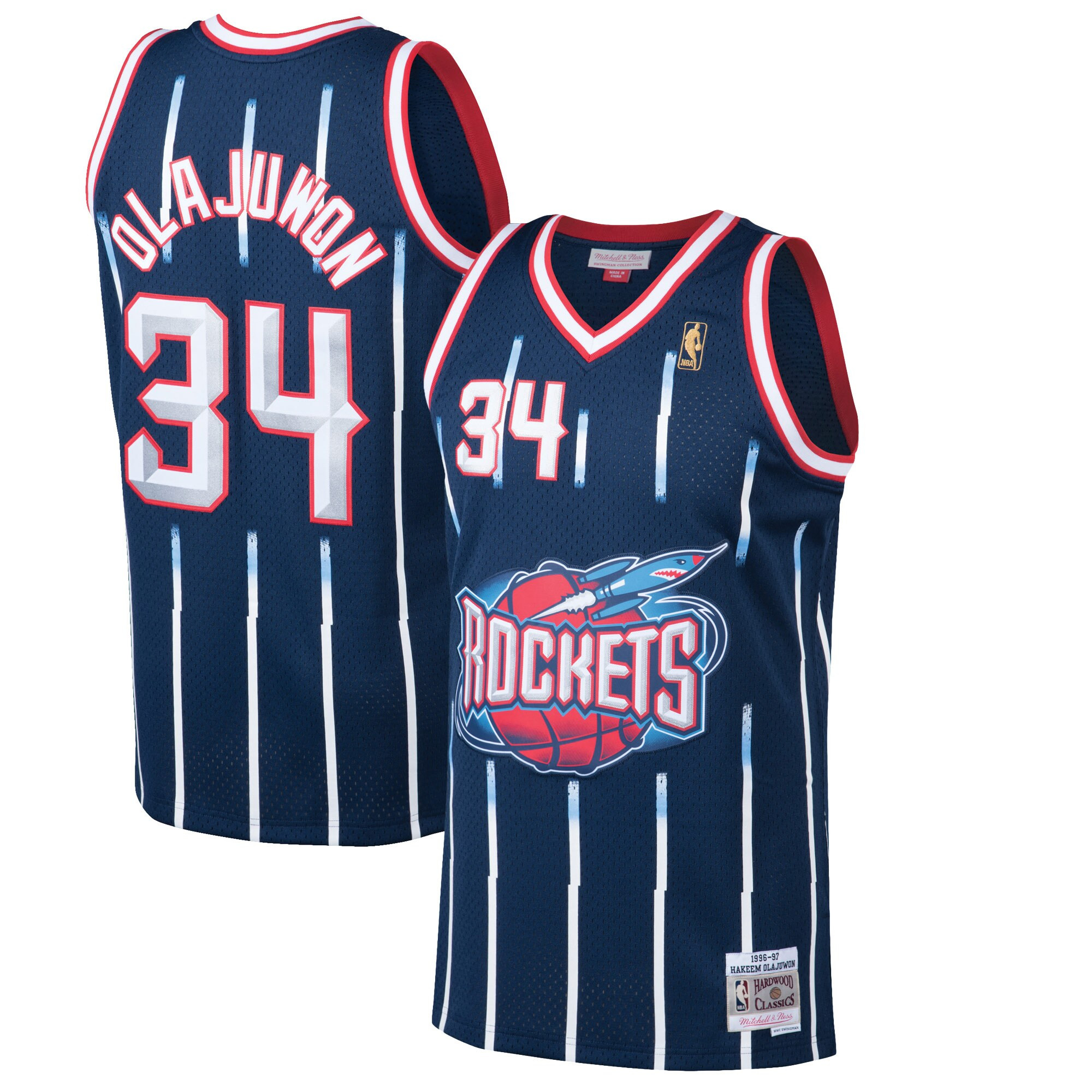 Hakeem Olajuwon Houston Rockets Navy Jersey - All Stitched