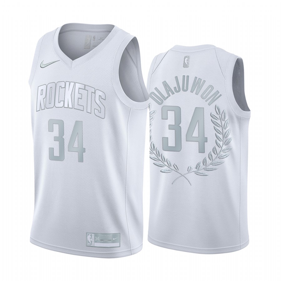Hakeem Olajuwon Houston Rockets White Platinum Edition #34 Jersey