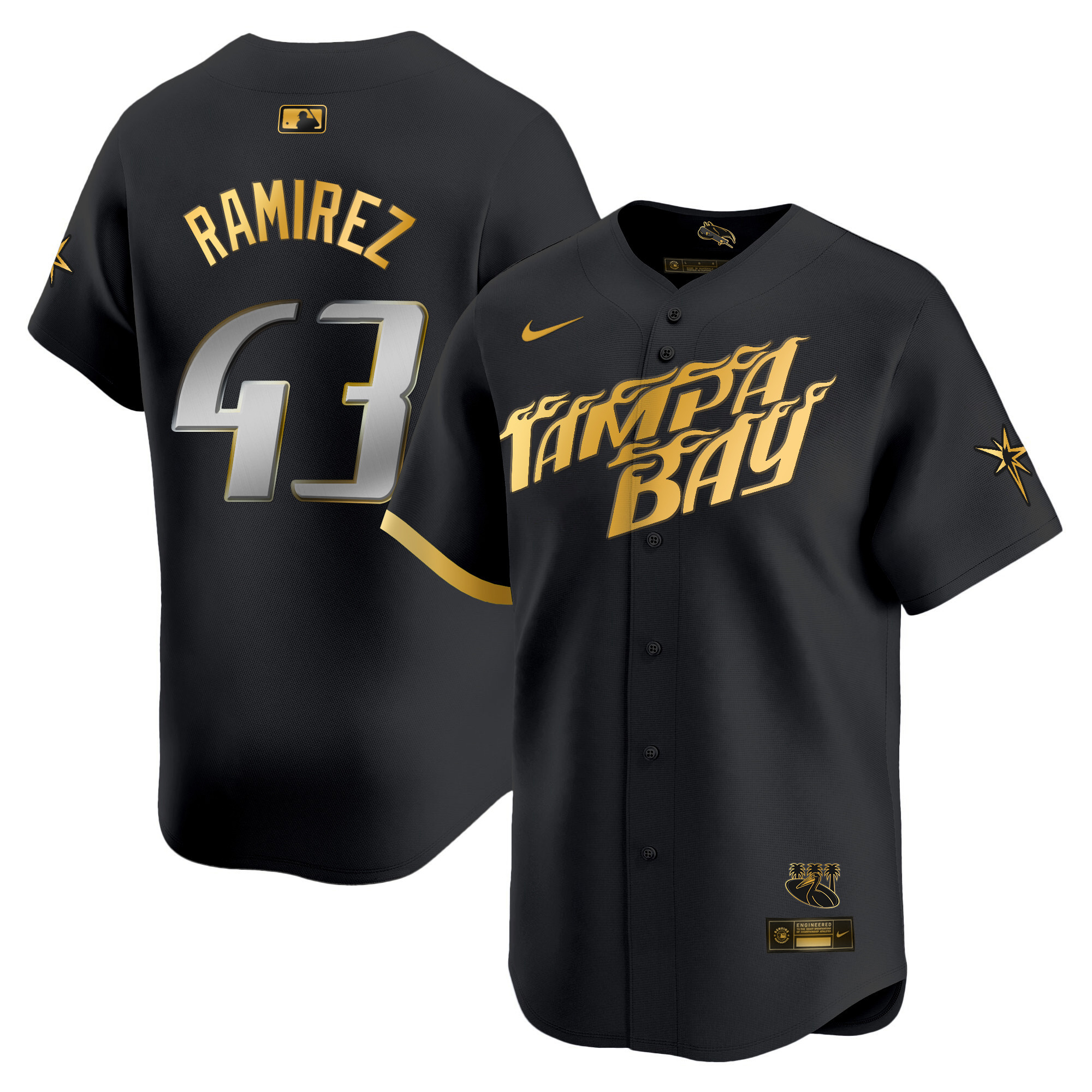 Harold Ramirez Men's Tampa Bay Rays City Connect Vapor Premier Limited - Charcoal Black Gold Jersey