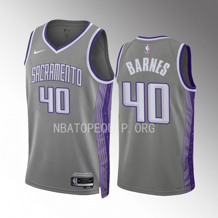 Harrison Barnes Sacramento Kings Grey #40 City Edition Jersey Swingman