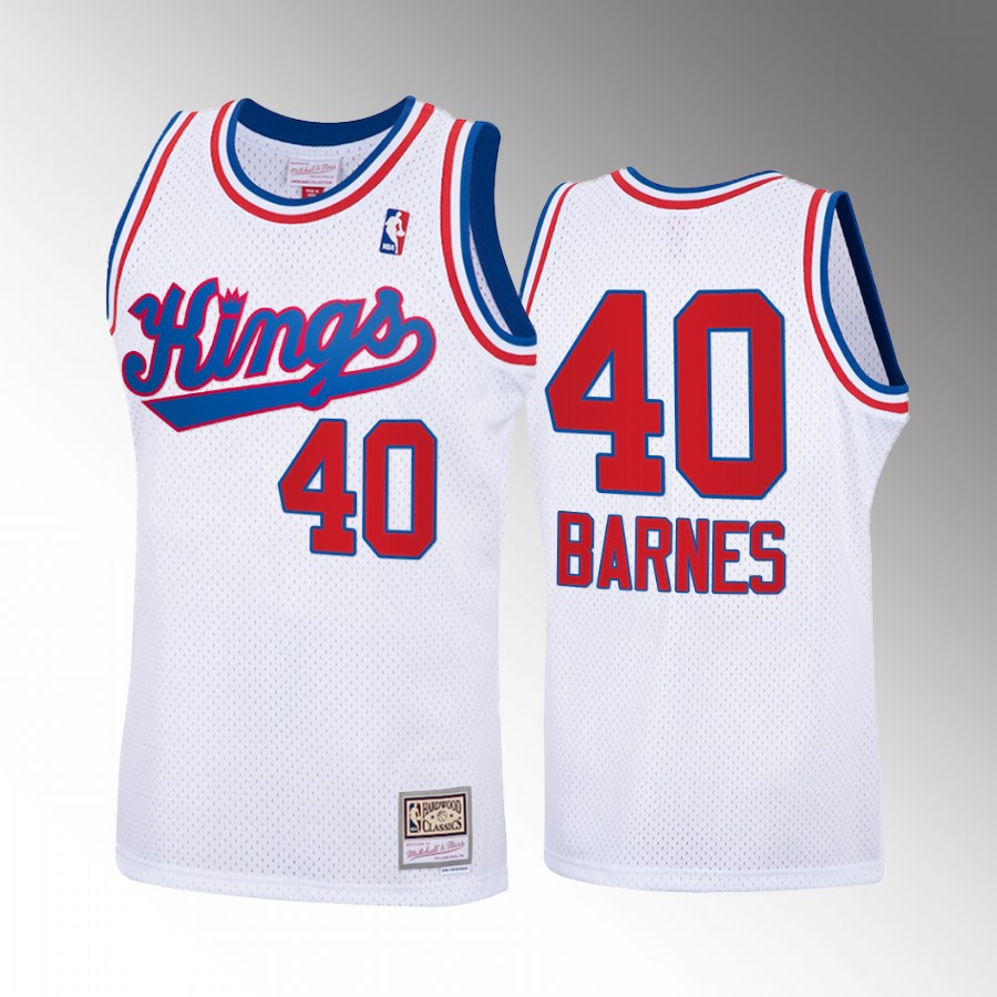 Harrison Barnes #40 Sacramento Kings Hardwood Classics White Throwback 70s Jersey
