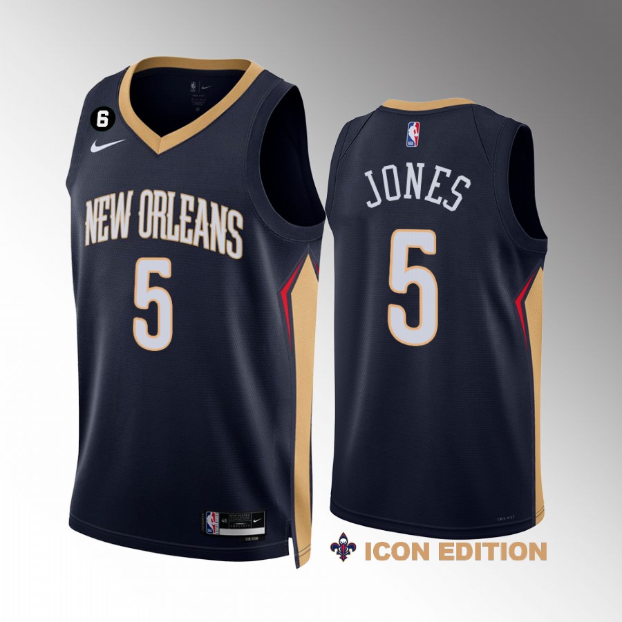 Herbert Jones New Orleans Pelicans #5 Navy Jersey Icon Edition NO.6 Patch