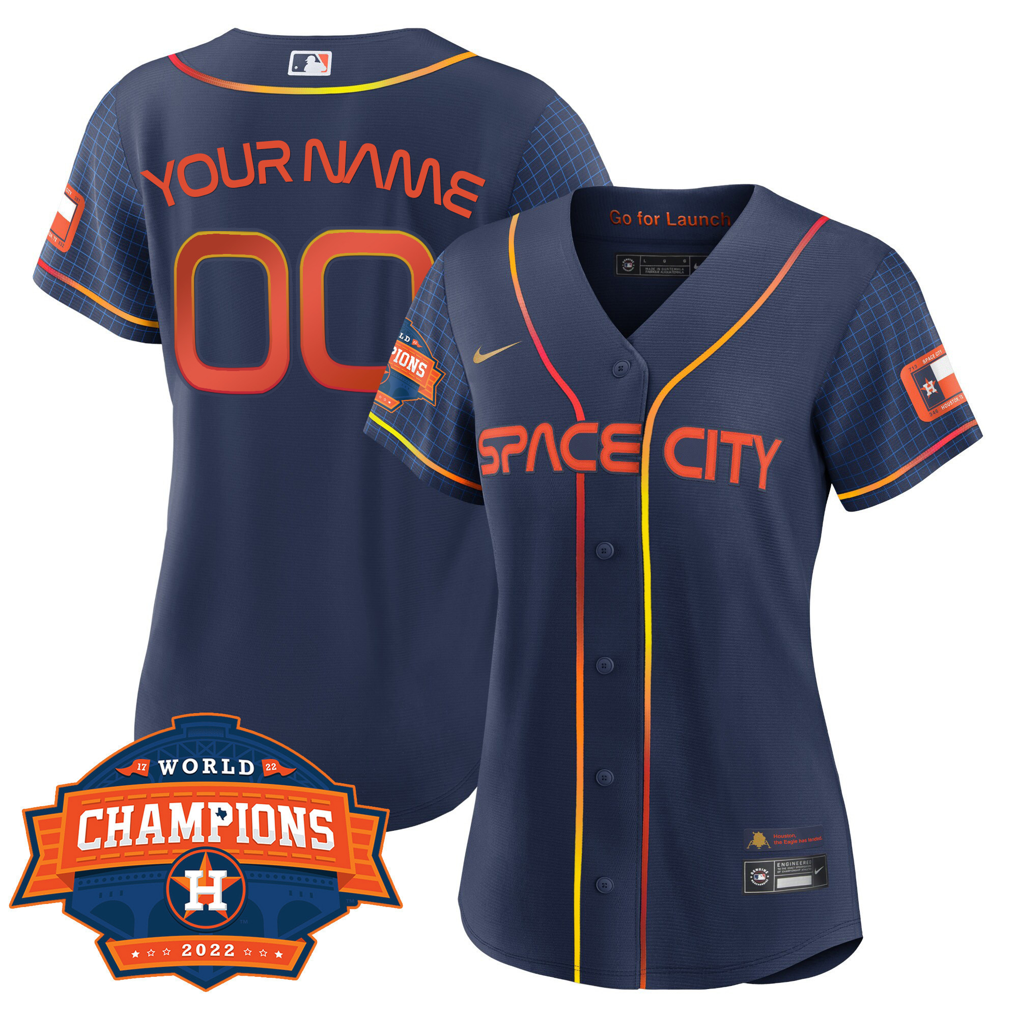 Houston Astros Champions Limited Custom Name And Number Cool Space City Jersey