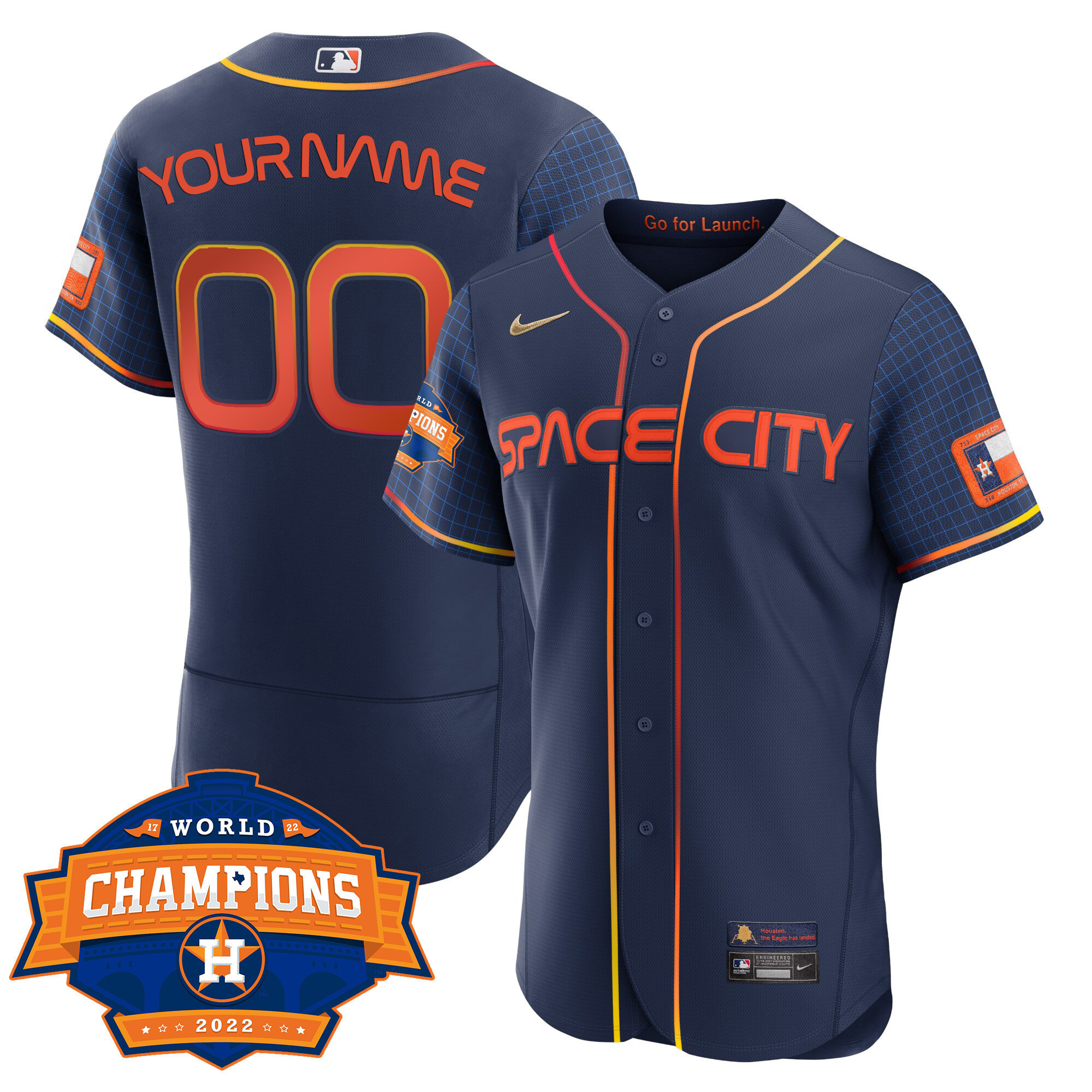 Houston Astros Champions Limited Custom Name And Number Flex Space City Jersey