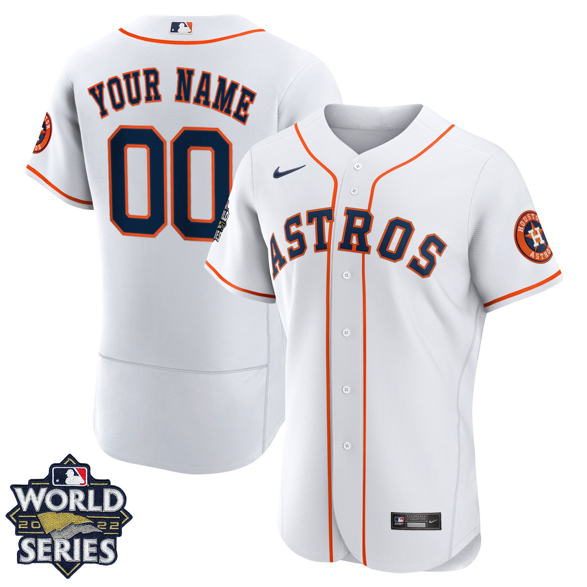 Houston Astros World Series Custom Name And Number Home Player - White Flex Base Jersey