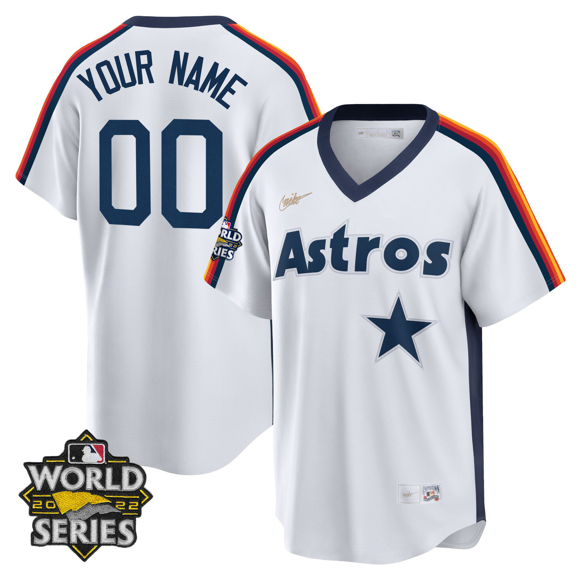 Houston Astros Home Cooperstown World Series Custom Name and Number Player Jersey
