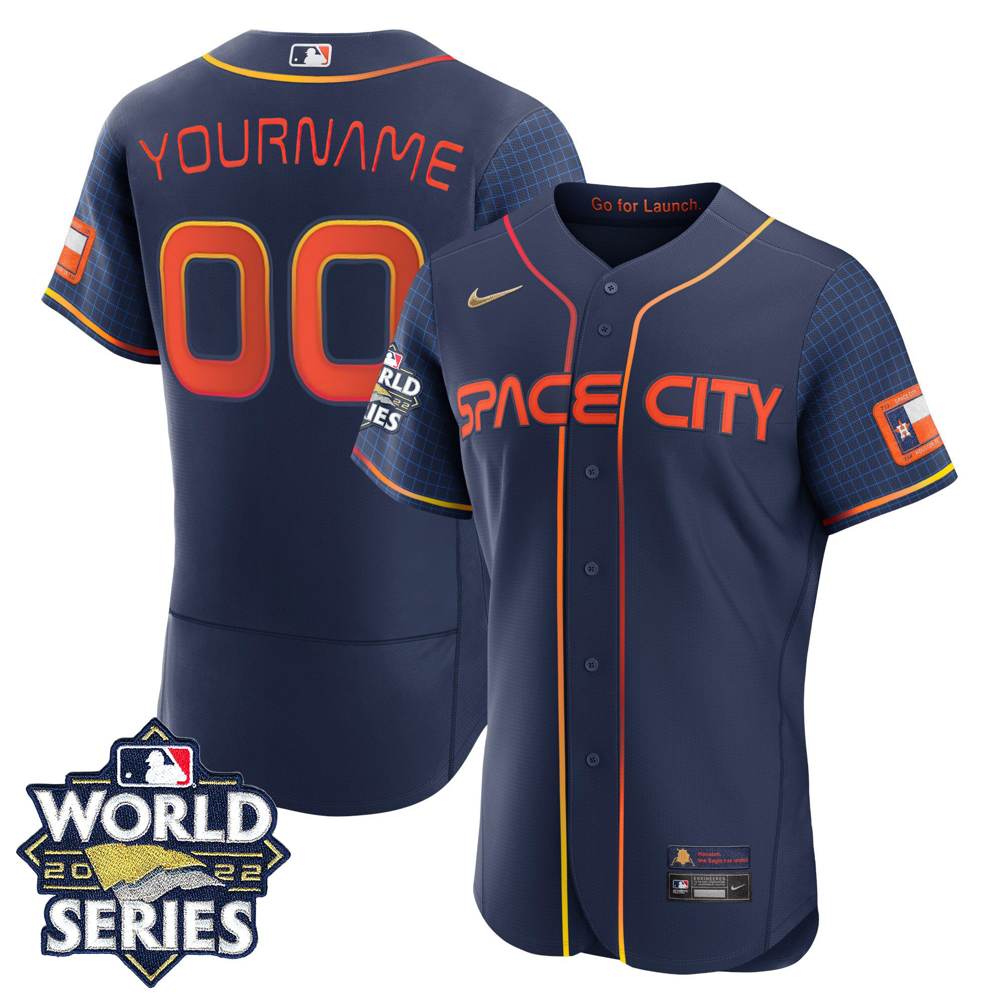 Houston Astros Space City Custom Name and Number Flex Base Jersey
